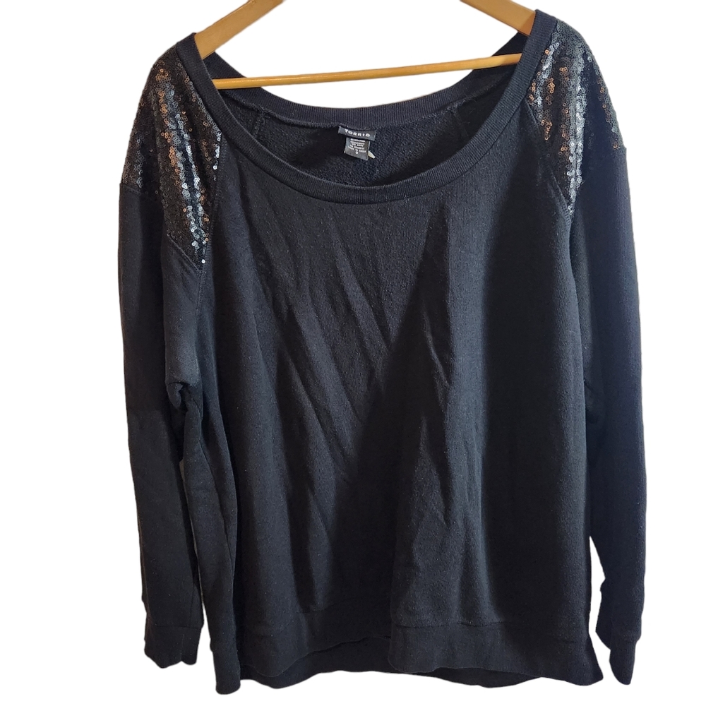 Torrid Top Sequins Detail Shoulder Pullover Sweatshirt Plus Size 3X